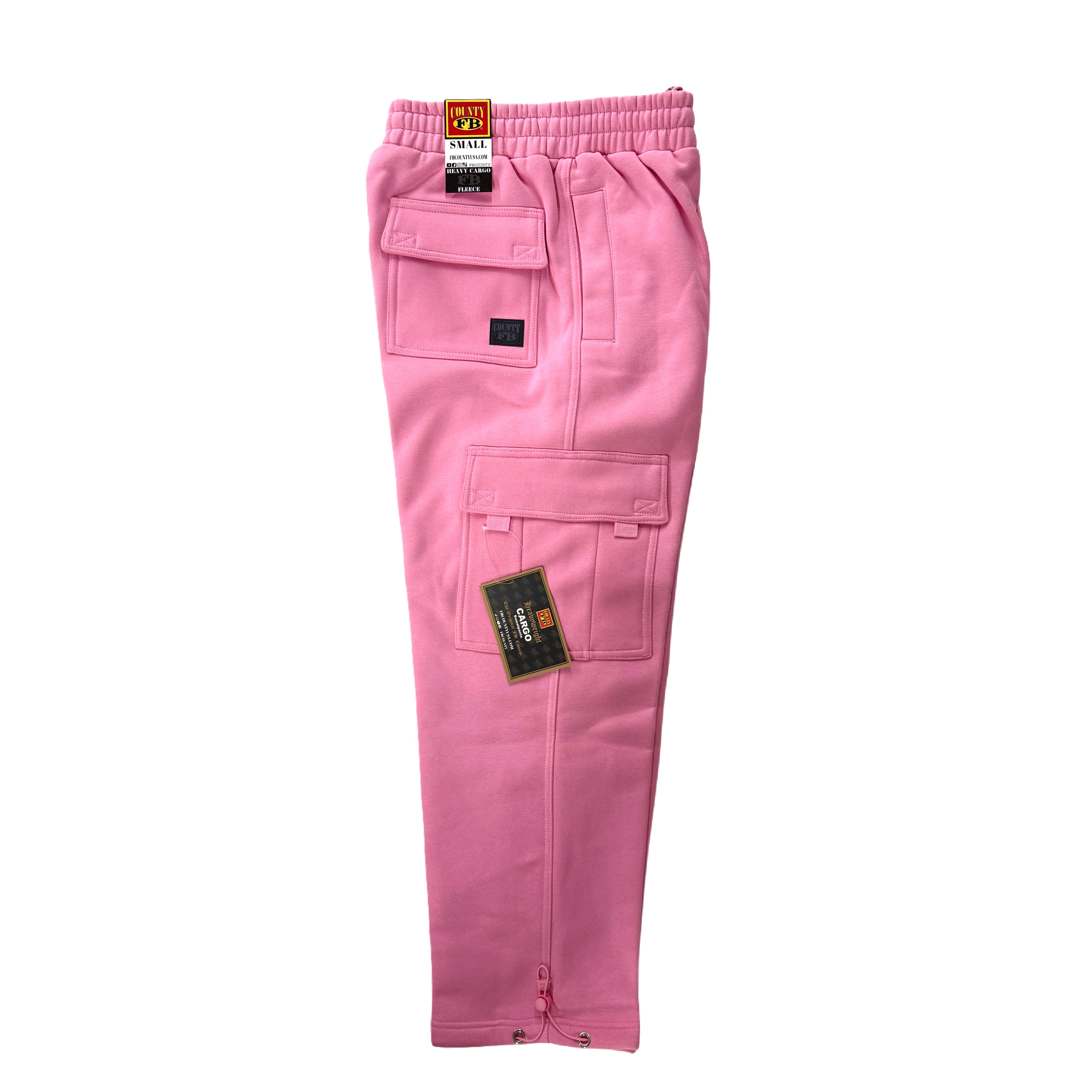 FB County Heavyweight Baggy Cargo Sweatpants - Baby Pink