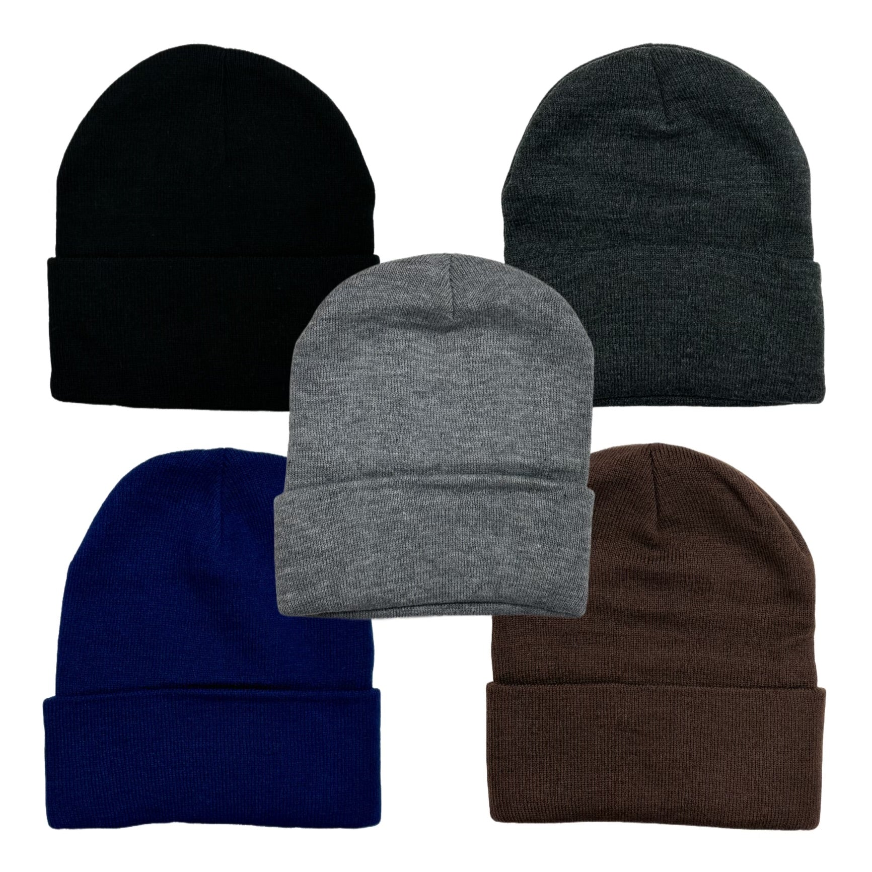 TFashion Solid Color Beanies (Black/Charcoal Grey/Heather Grey/Navy/Brown)